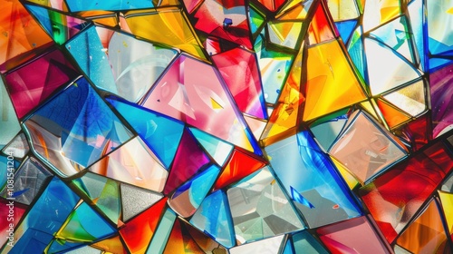 Abstract fragmented shards of vibrant colors converging towards a central point, metaphorically illustrating the coming together of diverse voices and perspectives into a unified whole