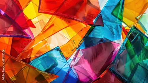 Abstract fragmented shards of vibrant colors converging towards a central point, metaphorically illustrating the coming together of diverse voices and perspectives into a unified whole