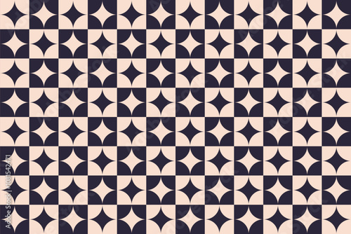 Geometric pattern black blue and milky color squares with rhombs. Abstract modern seamless pattern squares in staggered order with rhombs. Simple geometric pattern