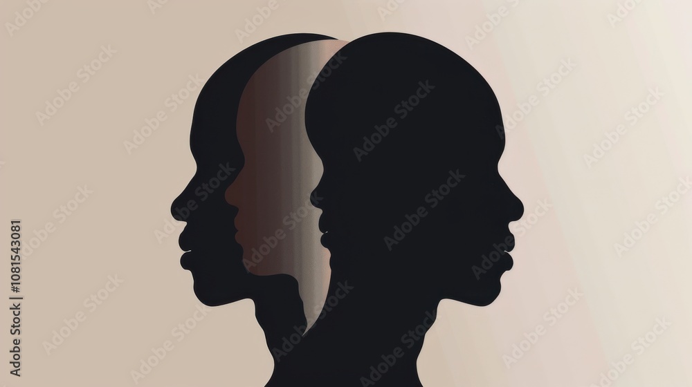 An abstract depiction of racial inequality, featuring contrasting silhouettes against a monochromatic background, Illustrating the divide and ongoing struggles for racial justice An abstract depiction of racial inequality, featuring contrasting silhouettes against a monochromatic background, Illustrating the divide and ongoing struggles for racial justice
