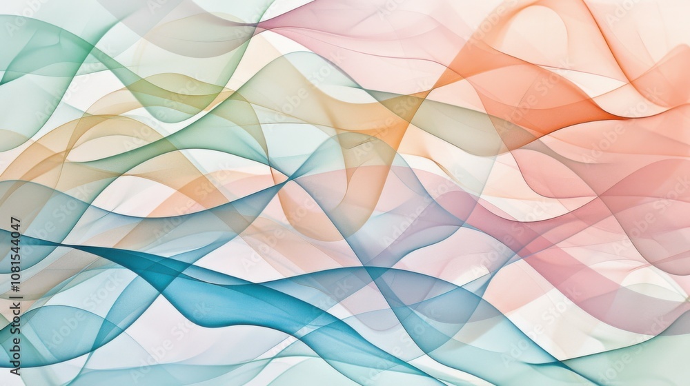 An abstract pattern of intersecting waves in soothing colors against a neutral background, Embodying fluidity and diversity, photography style An abstract pattern of intersecting waves in soothing colors against a neutral background, Embodying fluidity and diversity, photography style