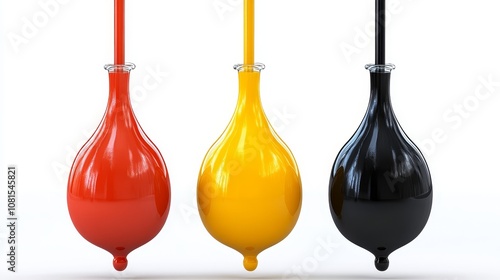 CMYK Ink Drops Falling into Bottles Color Printing Concept