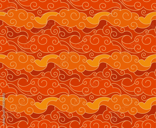 Hand drawn oriental cloud pattern