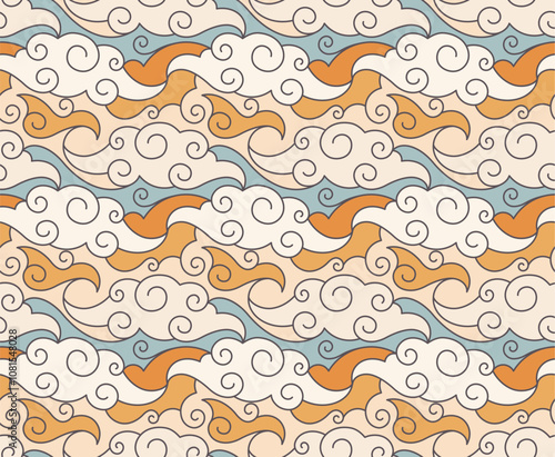 Japanese Seamless Vintage Pattern Background