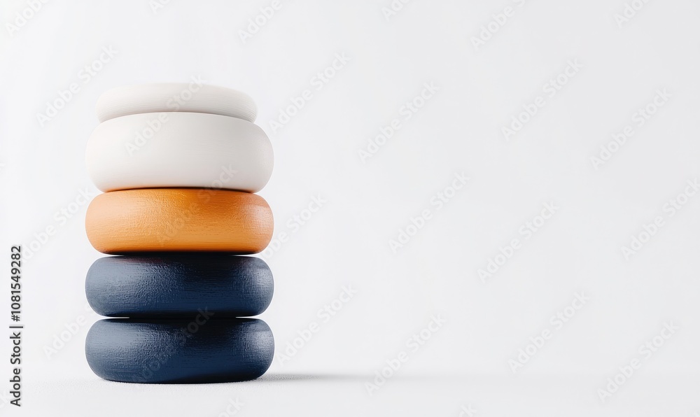 A modern composition of stacked ceramic bowls in soft colors, showcasing simplicity and elegance in design and aesthetics. A modern composition of stacked ceramic bowls in soft colors, showcasing simplicity and elegance in design and aesthetics.