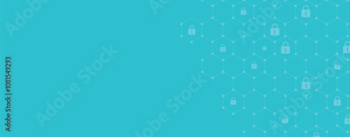 Cyber ​​security technology banner. Protection. Cyber security. Network safety. Global network security background