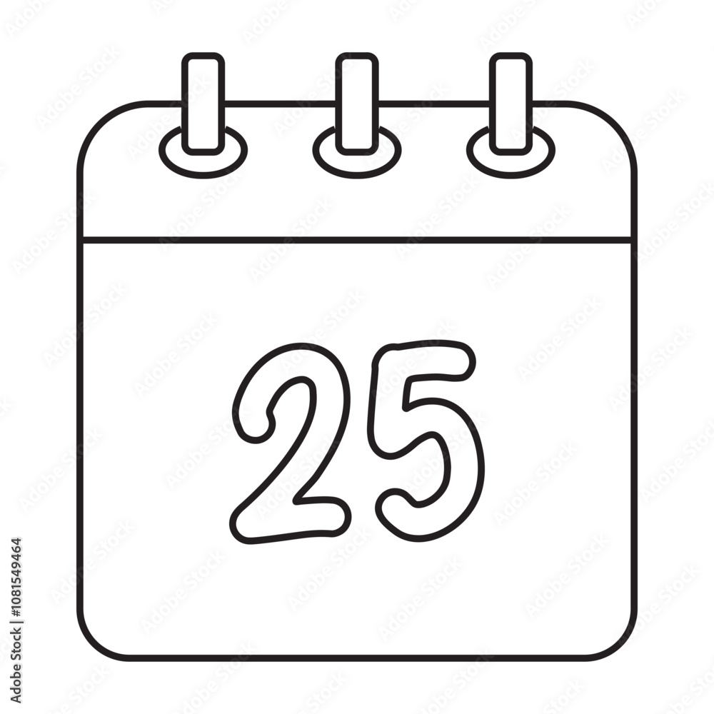 Calendar Icon with Date 25 in Line Style Calendar Icon with Date 25 in Line Style