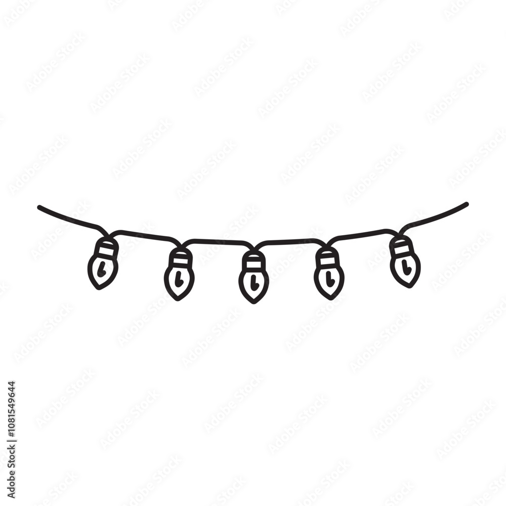 Festive Line Christmas Lights Icon Festive Line Christmas Lights Icon