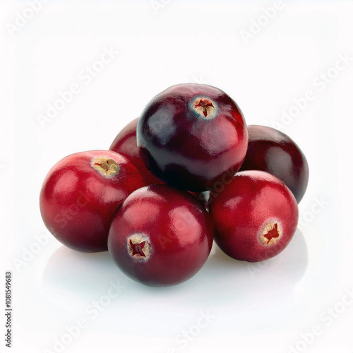 Pile of Cranberries on White Background