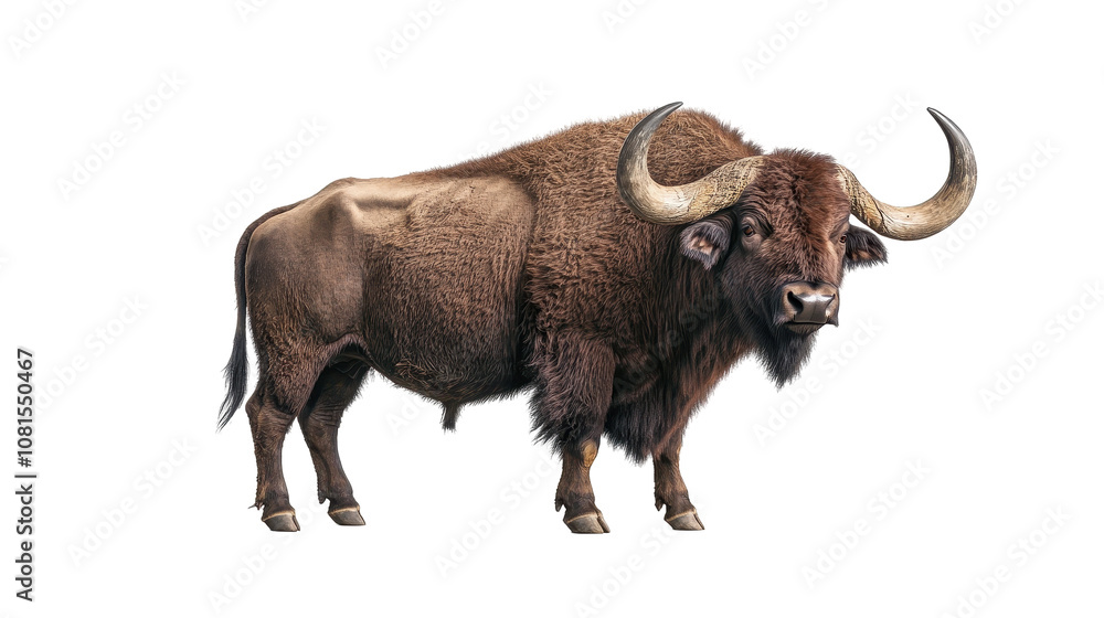 A majestic bison standing on grassy land. transparent background A majestic bison standing on grassy land. transparent background