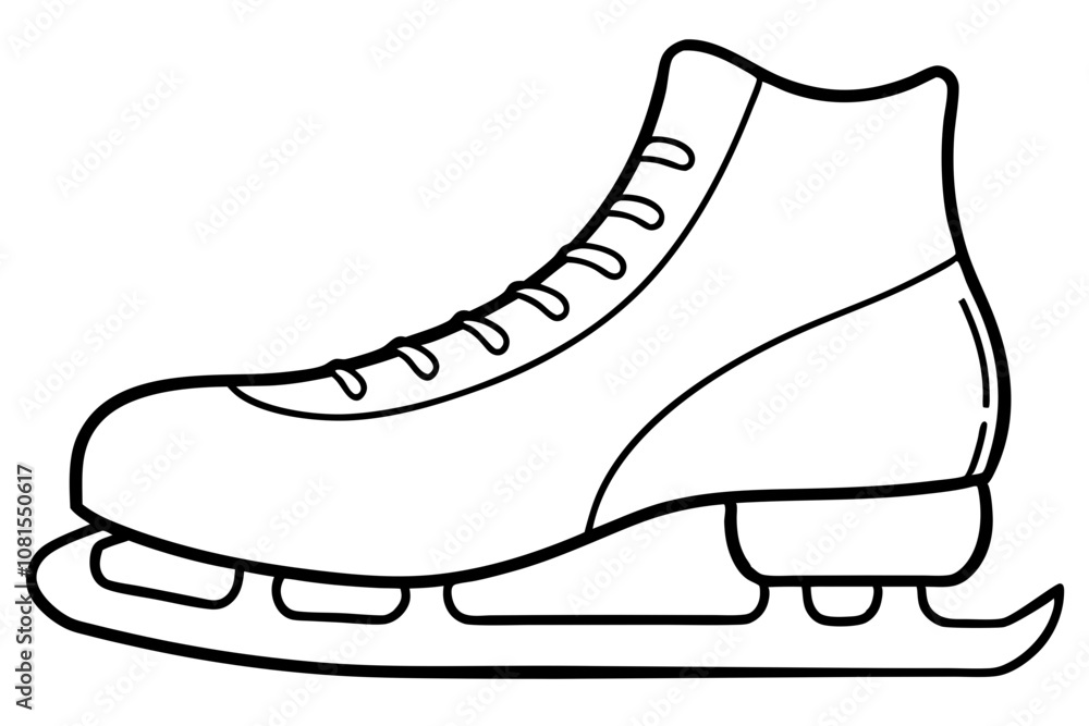 Ice Skating Vector Icon, Skate Shoe Line Art Vector Ice Skating Vector Icon, Skate Shoe Line Art Vector