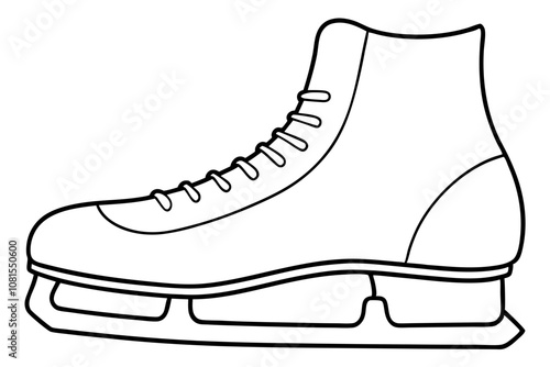 Ice Skating Vector Icon, Skate Shoe Line Art Vector