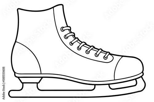 Ice Skating Vector Icon, Skate Shoe Line Art Vector