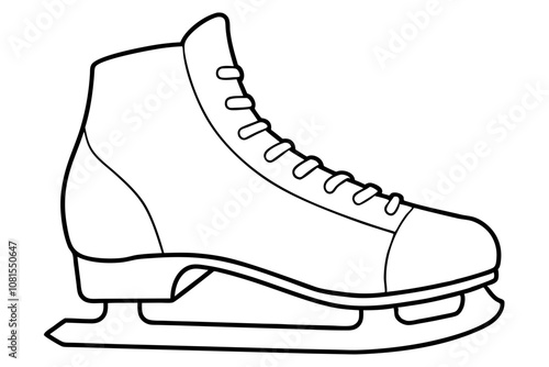 Ice Skating Vector Icon, Skate Shoe Line Art Vector