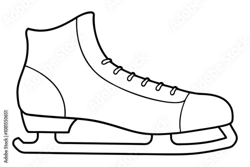 Ice Skating Vector Icon, Skate Shoe Line Art Vector