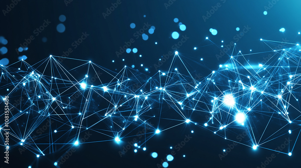 Abstract blue background with glowing lines and dots, representing connectivity and network. Abstract blue background with glowing lines and dots, representing connectivity and network.