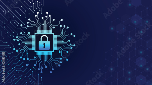 Technology cyber security background. Concept of internet privacy, data protection, antivirus and encryption. Global network security vector illustration