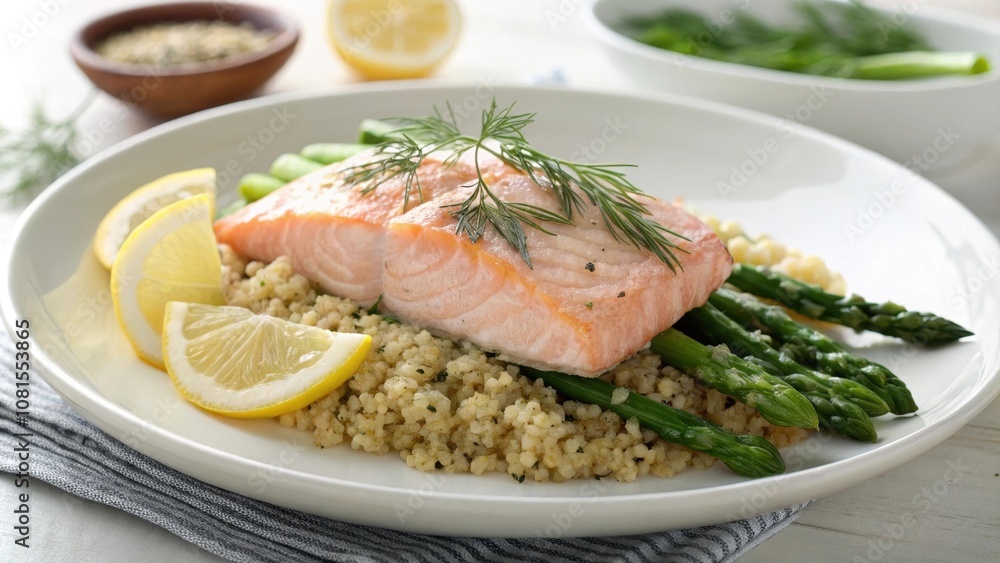 Light and Refreshing Poached Salmon with Asparagus and Quinoa Light and Refreshing Poached Salmon with Asparagus and Quinoa