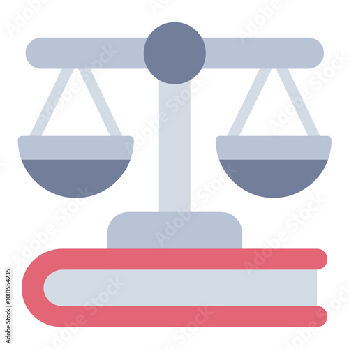 Justice Scale on Book for Law flat icon