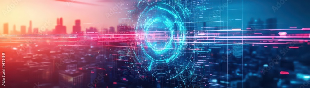 AI warlord hologram, cracked city skyline, neon power lines, future domination AI warlord hologram, cracked city skyline, neon power lines, future domination