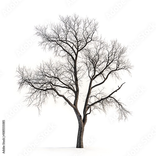 Eastern Cottonwood isolated on white background, close up photo