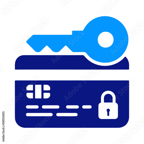 Credit card with key silhouette vector icon design