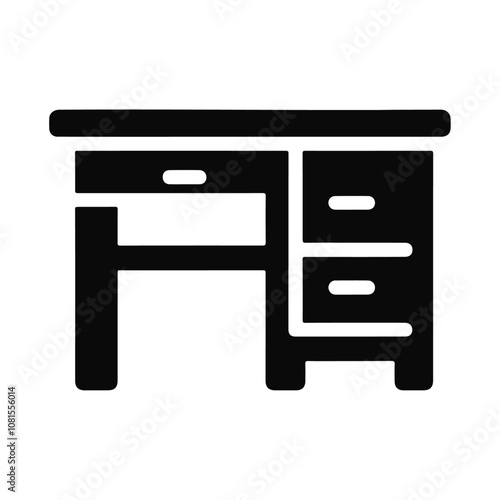 Silhouette office desk with drawer  vector icon design