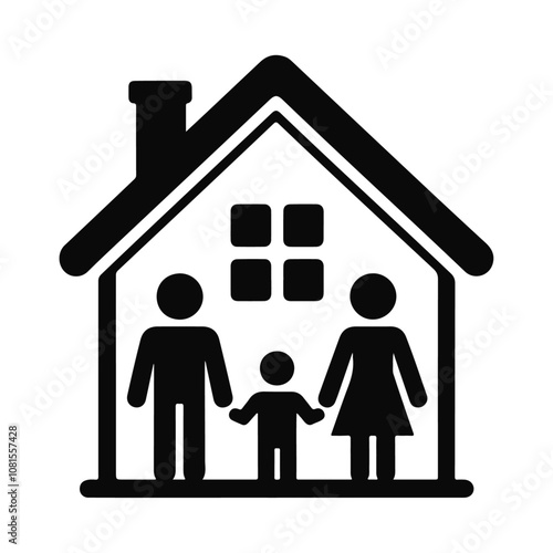 Silhouette a family within a house vector icon design