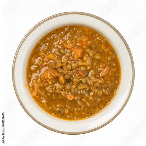 Lentil Soup in a White Bowl