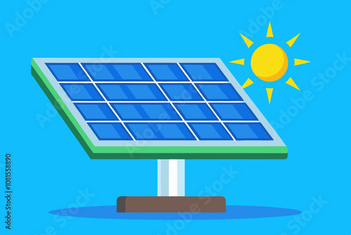 Solar panel on white background