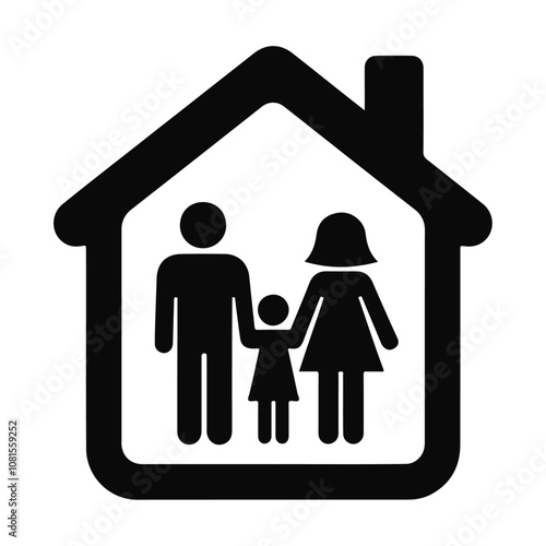 Silhouette a family within a house vector icon design