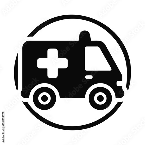 Emergency ambulance vehicle vector icon design