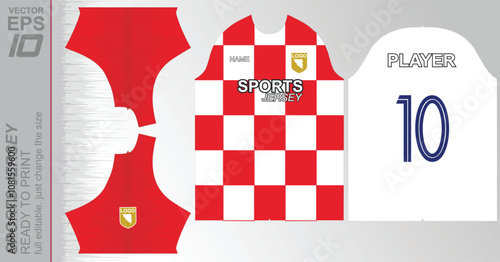 Print-ready jersey pattern, easily resizable to fit any sport. Ideal for football, basketball, running, and more, with a dynamic design suited for versatile athletic use.