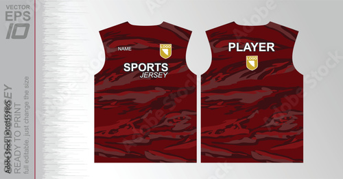 Print-ready jersey pattern, easily resizable to fit any sport. Ideal for football, basketball, running, and more, with a dynamic design suited for versatile athletic use. photo