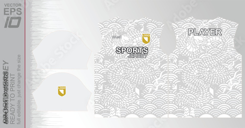 Print-ready jersey pattern, easily resizable to fit any sport. Ideal for football, basketball, running, and more, with a dynamic design suited for versatile athletic use.