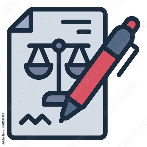 Legal Document Signing Agreement filled line icon photo