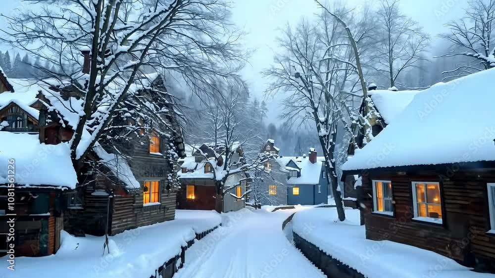 village houses tree lined pathway depicting serene winter wonderland scene perfect holiday visuals house cold landscape nature sky road forest white park blue christmas season frost glacé snowy ice village houses tree lined pathway depicting serene winter wonderland scene perfect holiday visuals house cold landscape nature sky road forest white park blue christmas season frost glacé snowy ice