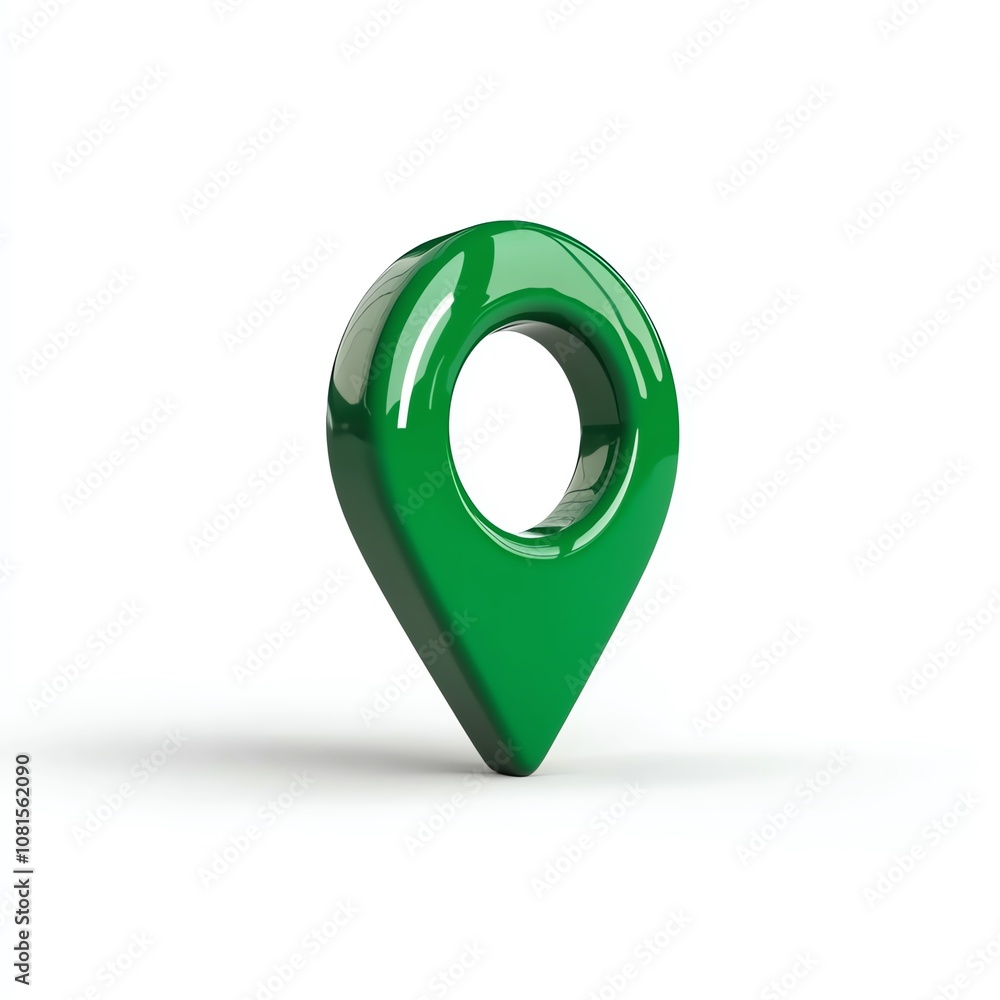 A shiny green location pin icon, symbolizing navigation and mapping technology.