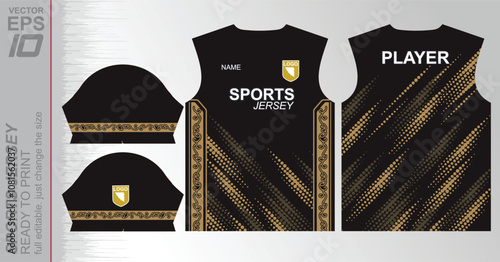 Print-ready jersey pattern, easily resizable to fit any sport. Ideal for football, basketball, running, and more, with a dynamic design suited for versatile athletic use.