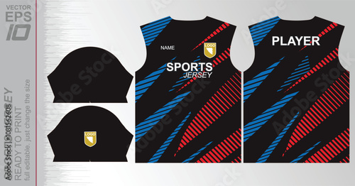 Print-ready jersey pattern, easily resizable to fit any sport. Ideal for football, basketball, running, and more, with a dynamic design suited for versatile athletic use.