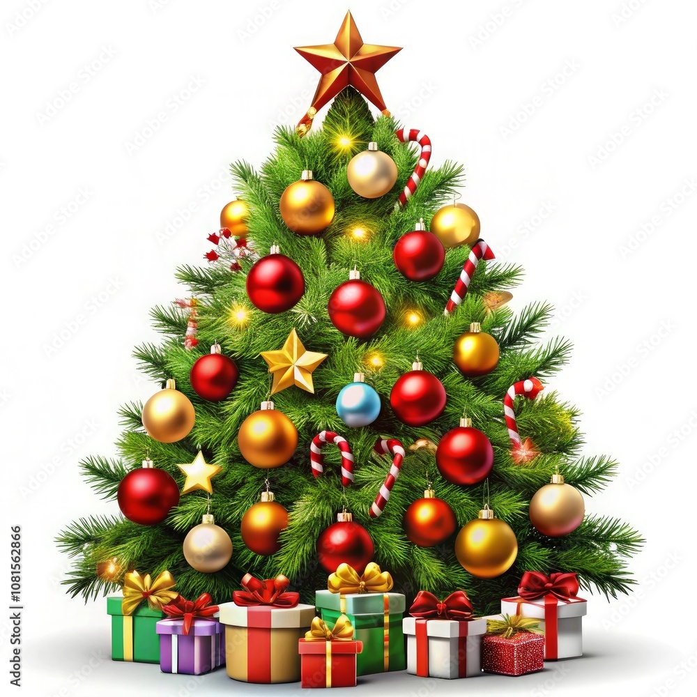 Fototapeta premium a christmas tree with a christmas tree and presents under it