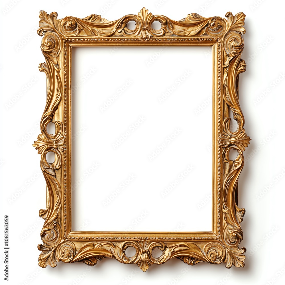 An ornate vintage gold frame designed to showcase your artwork or photos elegantly.
