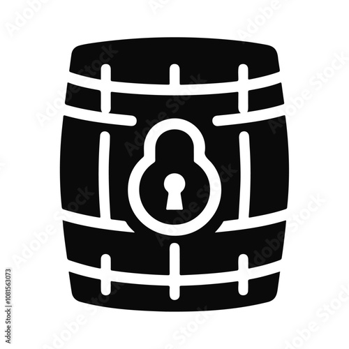 Silhouette barrel with lock vector icon design