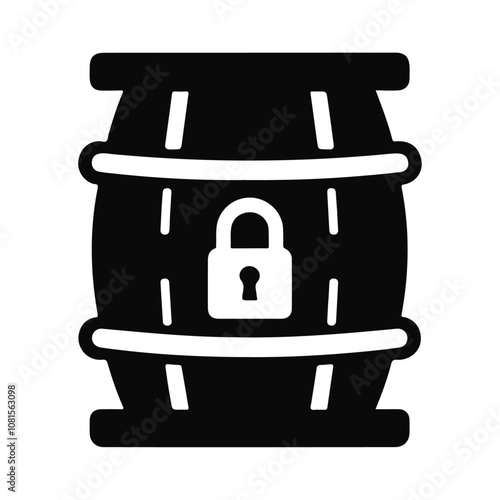 Silhouette barrel with lock vector icon design