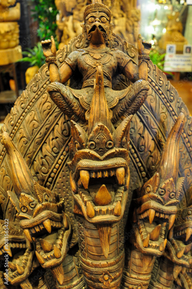 Obraz premium statue of garuda naga wood