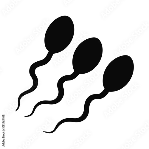 Silhouette style three sperm vector icon design