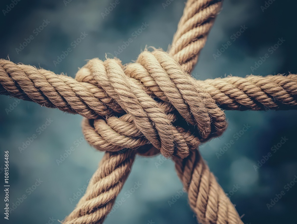 Frayed rope with a simple knot, closeup, sepia tones, vintage style, high detail, natural lighting, rustic texture Frayed rope with a simple knot, closeup, sepia tones, vintage style, high detail, natural lighting, rustic texture