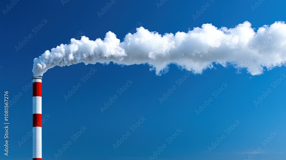 Industrial Smoke Stack Against Blue Sky