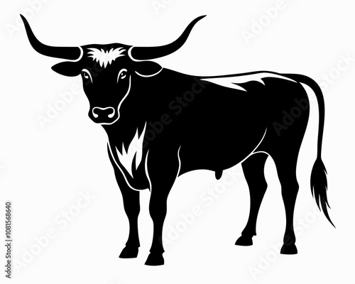 Longhorn Bull silhouette,Longhorn Bull vector icon,Longhorn Bull illustration