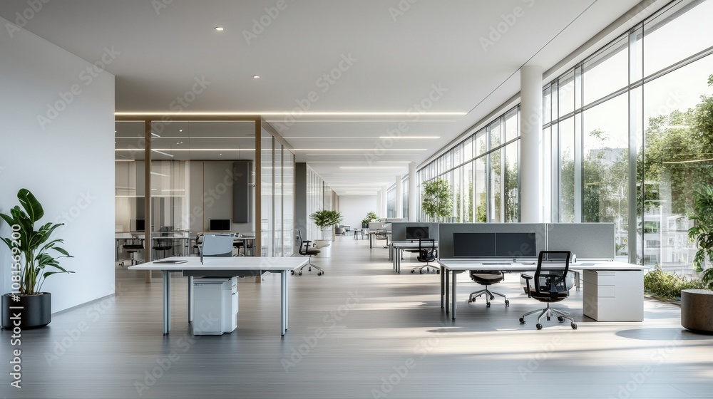 Fototapeta premium Modern Flexible Workspace with Movable Partitions